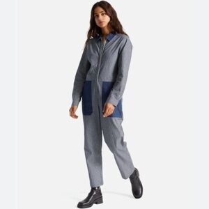 Brixton Mersey Coverall Railroad Jumpsuit Boiler Suit Pinstripe Blue White